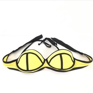 Pick Pink Yellow/Blk Water Swimsuit Halter Bra